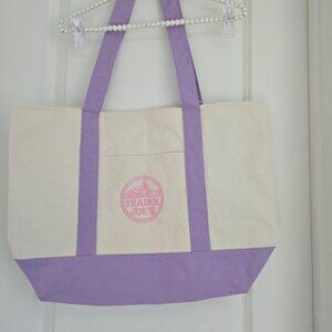 NWT Trader Joe's 2026 Large Spring Canvas Tote in purple & pink